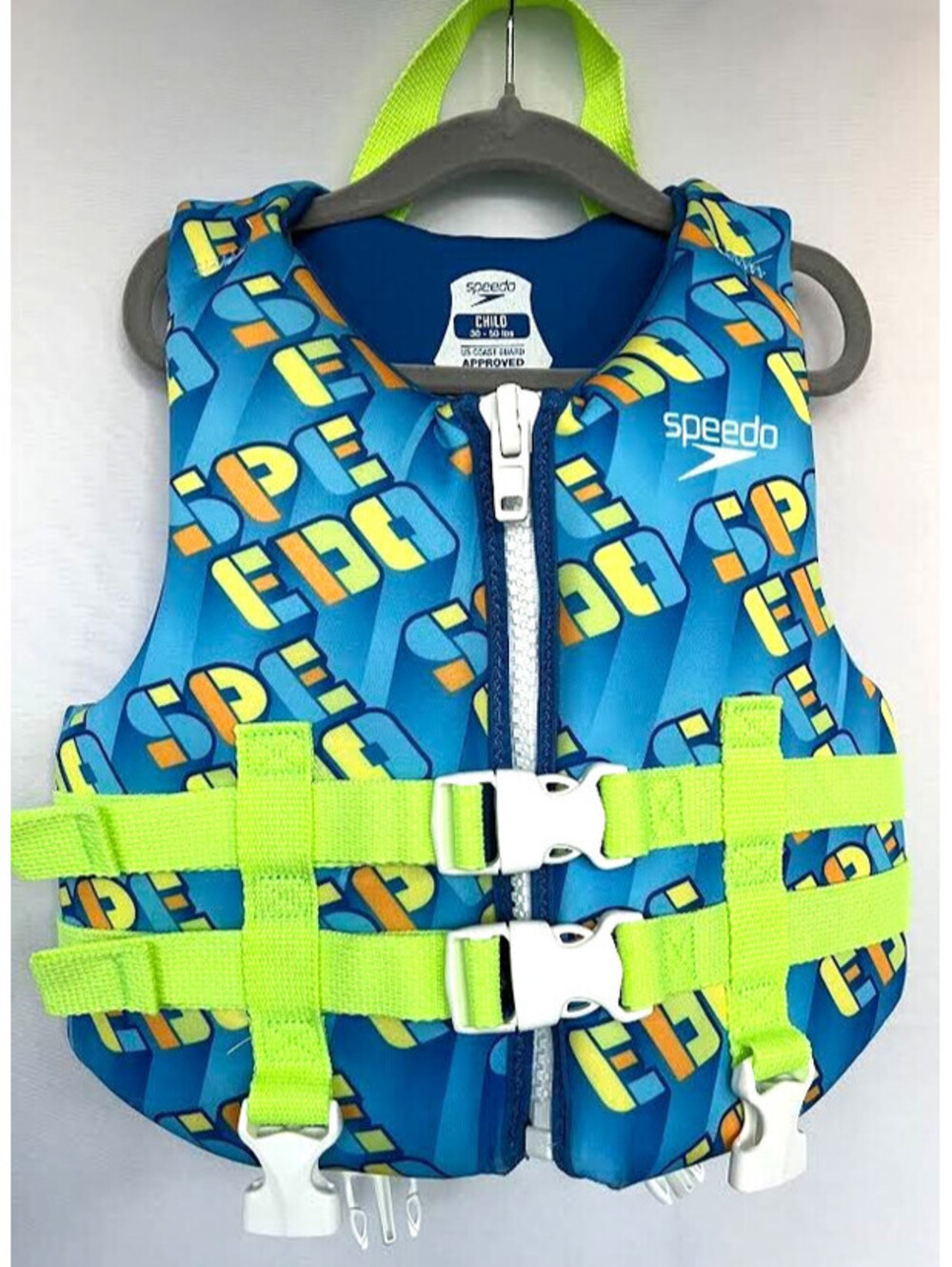 Child's Speedo Life Vest *NEW* 30-50 Pounds, Zip Closure and 4 Buckles